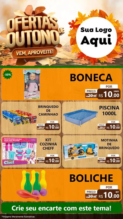 Modelo de TV para TV Vertical com o tema Ofertas de Outono - Vem, Aproveite! para Brinquedos