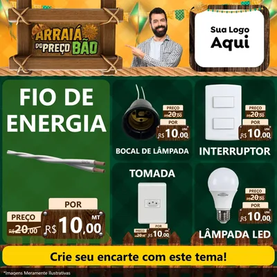 Modelo de Rede Social para Feed Facebook com o tema Arraiá do preço bão para Materiais Elétricos