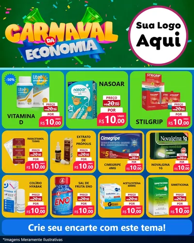 Modelo de Rede Social para Feed Instagram com o tema Carnaval da Economia para Farmácia