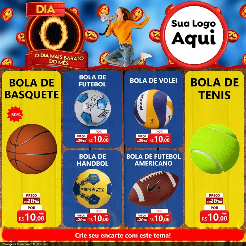 Modelo de Rede Social para Feed Facebook com o tema Dia O - O Dia Mais Barato Do Mês para Artigos Esportivos