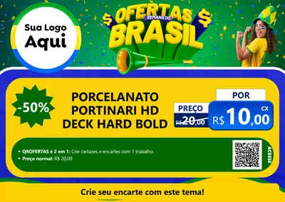 Modelo de Cartaz para Cartaz A4 Horizontal com o tema Ofertas Semana do Brasil para Pisos e revestimentos