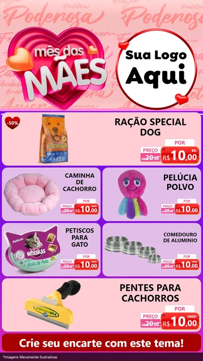 Modelo de TV para TV Vertical com o tema Mês Das Mães para Pet Shop
