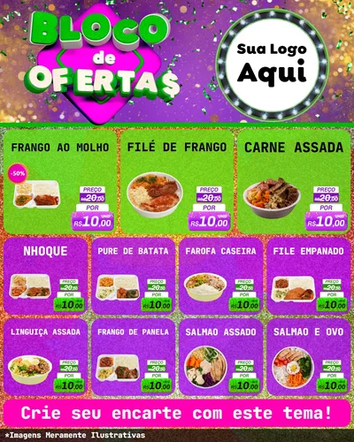 Modelo de Rede Social para Feed Instagram com o tema Bloco de Ofertas para Restaurante