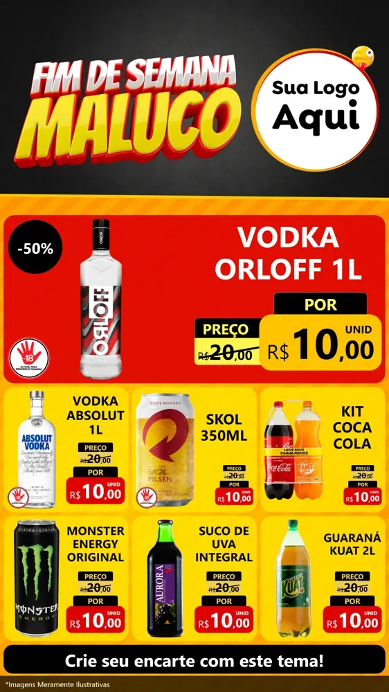 Modelo de Rede Social para Stories com o tema Final de Semana Maluco para Distribuidora de bebidas