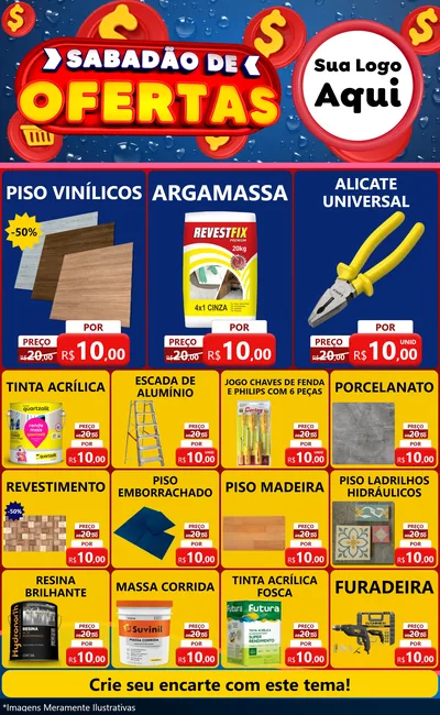 Modelo de Encarte para Encarte Grande com o tema Sabadão de Ofertas para Material para Construção