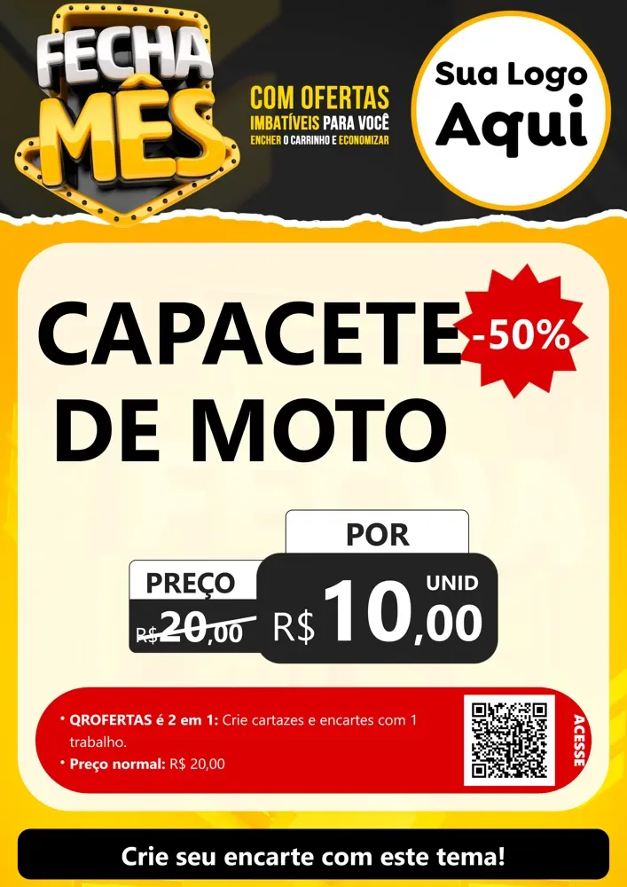 Modelo de Cartaz para Cartaz A4 Vertical com o tema Fecha Mês para Moto peças