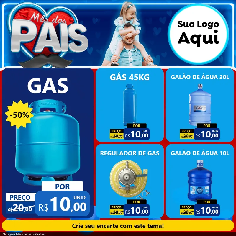 Modelo de Rede Social para Feed Facebook com o tema Mês Dos Pais para Água e gás