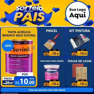 Modelo de Rede Social para Feed Facebook com o tema Sorteio Dia dos Pais para Tintas e Ferramentas