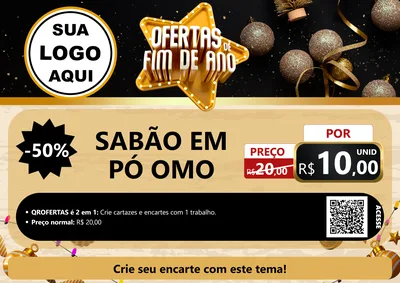 Modelo de Cartaz para Cartaz A4 Horizontal com o tema Ofertas de Fim de Ano para Produtos de Limpeza