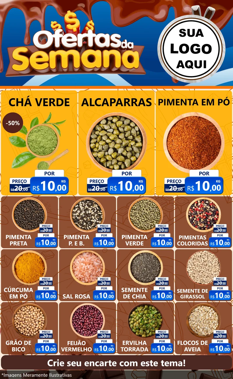 Modelo de Encarte para Encarte Grande com o tema Ofertas da Semana - Páscoa para Produtos Naturais