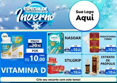 Modelo de Encarte para Encarte A4 Horizontal com o tema Especial de Inverno para Farmácia