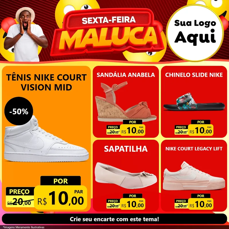 Modelo de Rede Social para Feed Facebook com o tema Sexta-feira Maluca para Calçados