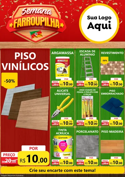 Modelo de Encarte para Encarte A4 Vertical com o tema Semana Farroupilha para Material para Construção
