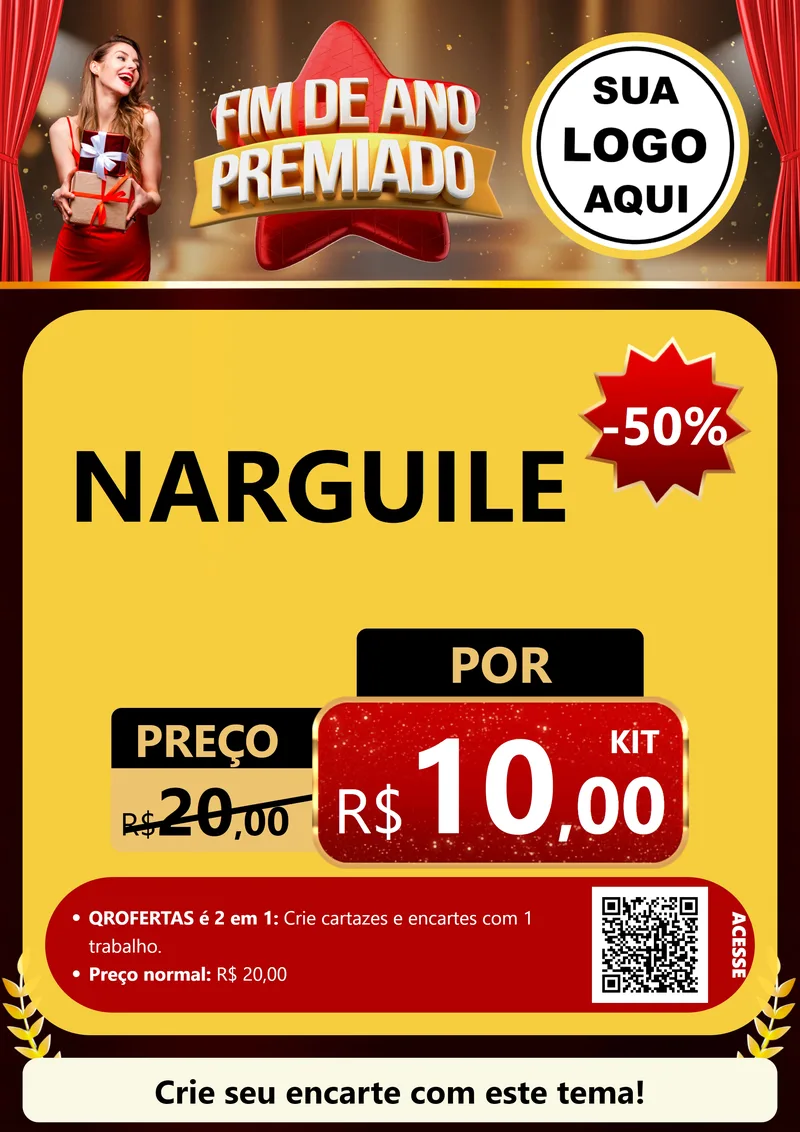 Modelo de Cartaz para Cartaz A4 Vertical com o tema Fim de Ano Premiado para Tabacaria