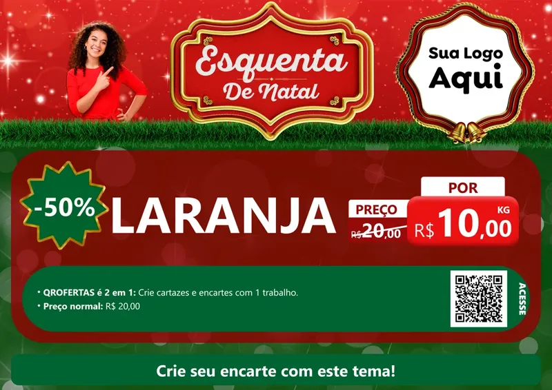 Modelo de Cartaz para Cartaz A4 Horizontal com o tema Esquenta de Natal para Hortifrúti