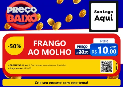 Modelo de Cartaz para Cartaz A4 Horizontal com o tema Preço Baixo para Restaurante