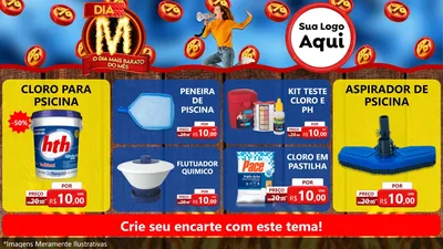 Modelo de TV para TV Horizontal com o tema Dia M - O Dia Mais Barato Do Mês para Produtos para Piscina