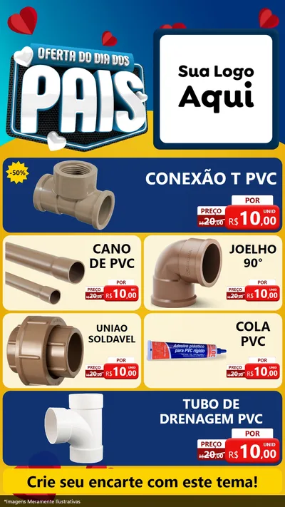 Modelo de TV para TV Vertical com o tema Oferta Do Dia Dos Pais para Tubos e conexões