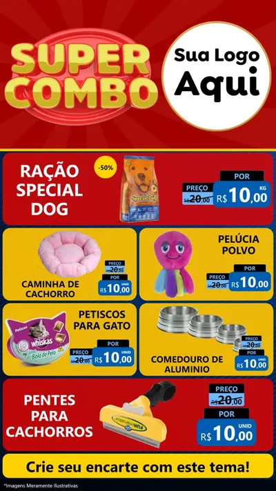 Modelo de TV para TV Vertical com o tema Super Combo para Pet Shop