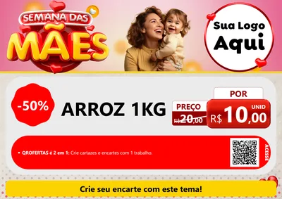 Modelo de Cartaz para Cartaz A4 Horizontal com o tema Semana das Mães para Supermercado