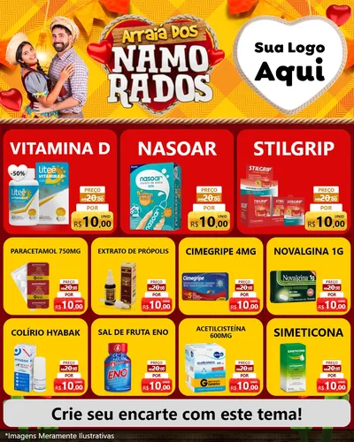 Modelo de Rede Social para Feed Instagram com o tema Arraiá dos Namorados para Farmácia