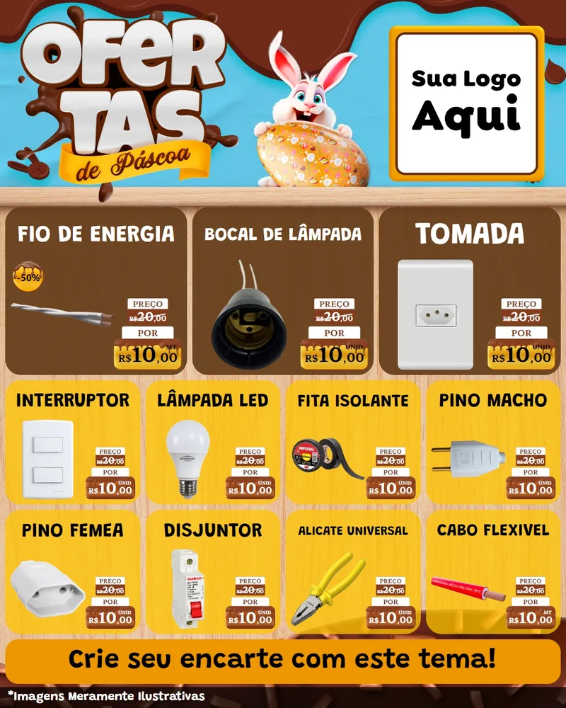 Modelo de Rede Social para Feed Instagram com o tema Ofertas de Páscoa para Materiais Elétricos