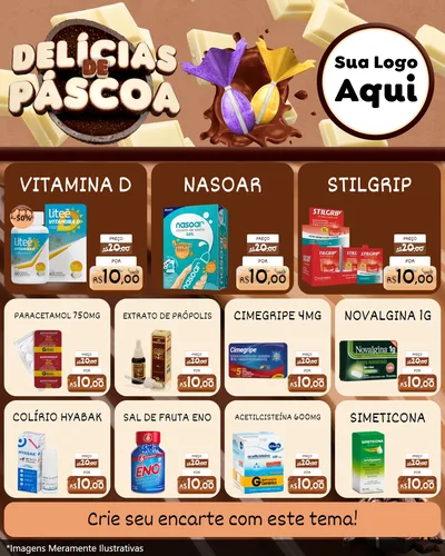 Modelo de Rede Social para Feed Instagram com o tema Delícias de Páscoa para Farmácia