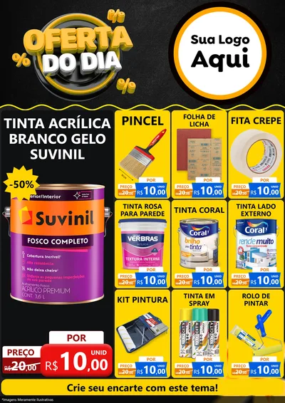 Modelo de Encarte para Encarte A4 Vertical com o tema Oferta Do Dia para Tintas e Ferramentas