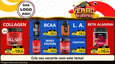 Modelo de TV para TV Horizontal com o tema Super Verão de Ofertas para Suplementos alimentares