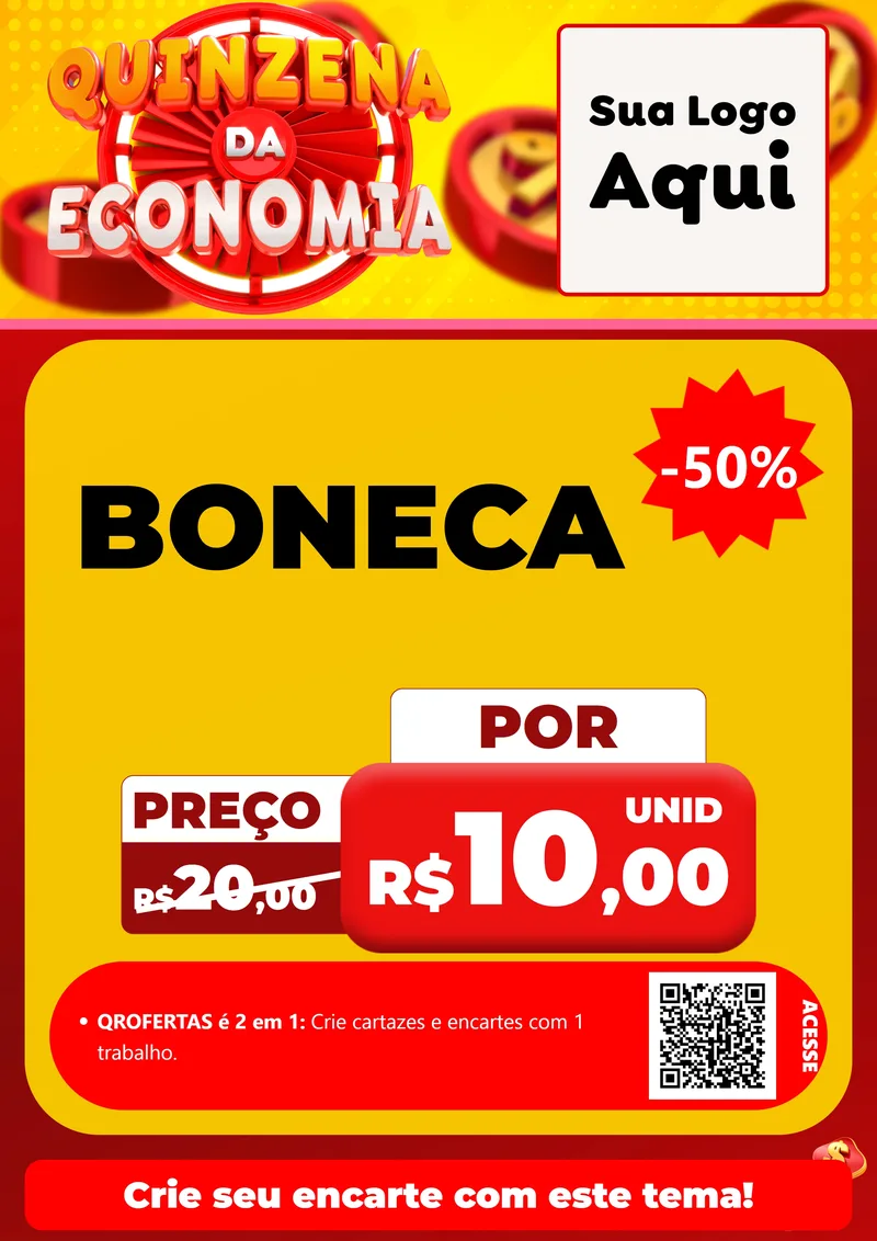 Modelo de Cartaz para Cartaz A4 Vertical com o tema Quinzena Da Economia para Brinquedos