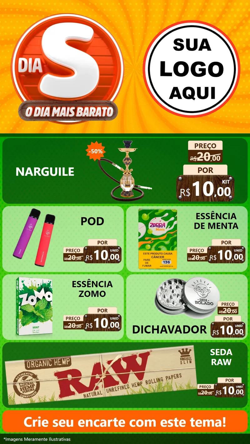 Modelo de TV para TV Vertical com o tema Dia S - O Dia Mais Barato para Tabacaria