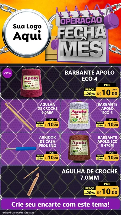 Modelo de TV para TV Vertical com o tema Operação Fecha Mês para Armarinho e Aviamentos