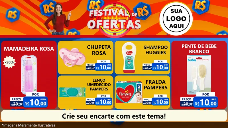 Modelo de TV para TV Horizontal com o tema Festival de Ofertas para Bebês