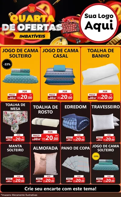 Modelo de Encarte para Encarte Grande com o tema Quarta de Ofertas Imbatíveis para Cama, Mesa e Banho