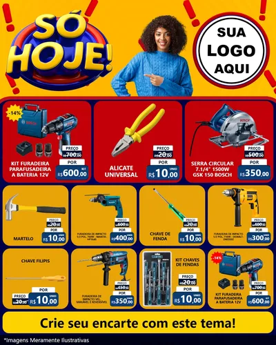Modelo de Rede Social para Feed Instagram com o tema Só Hoje! para Maquinas e Ferramentas