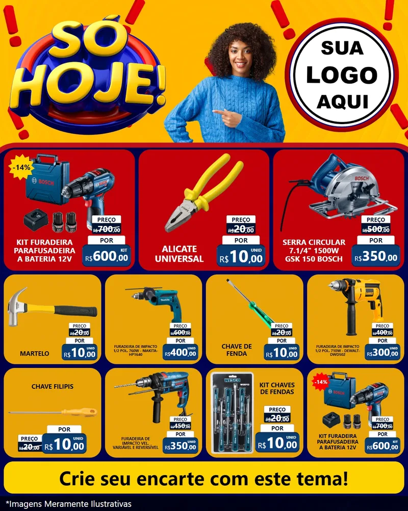 Modelo de Rede Social para Feed Instagram com o tema Só Hoje! para Maquinas e Ferramentas