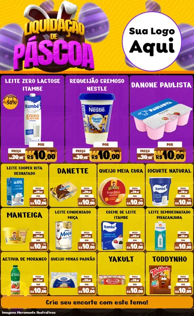 Modelo de Encarte para Encarte Grande com o tema Liquidação de Páscoa para Frios e Laticínios