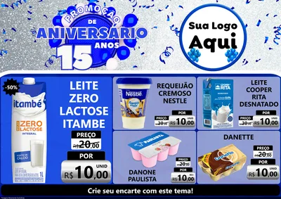 Modelo de Encarte para Encarte A4 Horizontal com o tema Promoção de Aniversário - 15 Anos para Frios e Laticínios