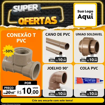 Modelo de Rede Social para Feed Facebook com o tema Super Ofertas para Tubos e conexões