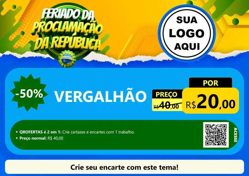 Modelo de Cartaz para Cartaz A4 Horizontal com o tema Feriado da Proclamação da República para Ferragens