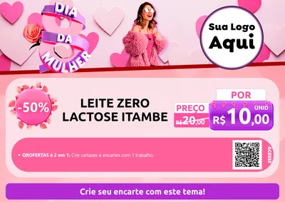 Modelo de Cartaz para Cartaz A4 Horizontal com o tema Dia da Mulher para Frios e Laticínios