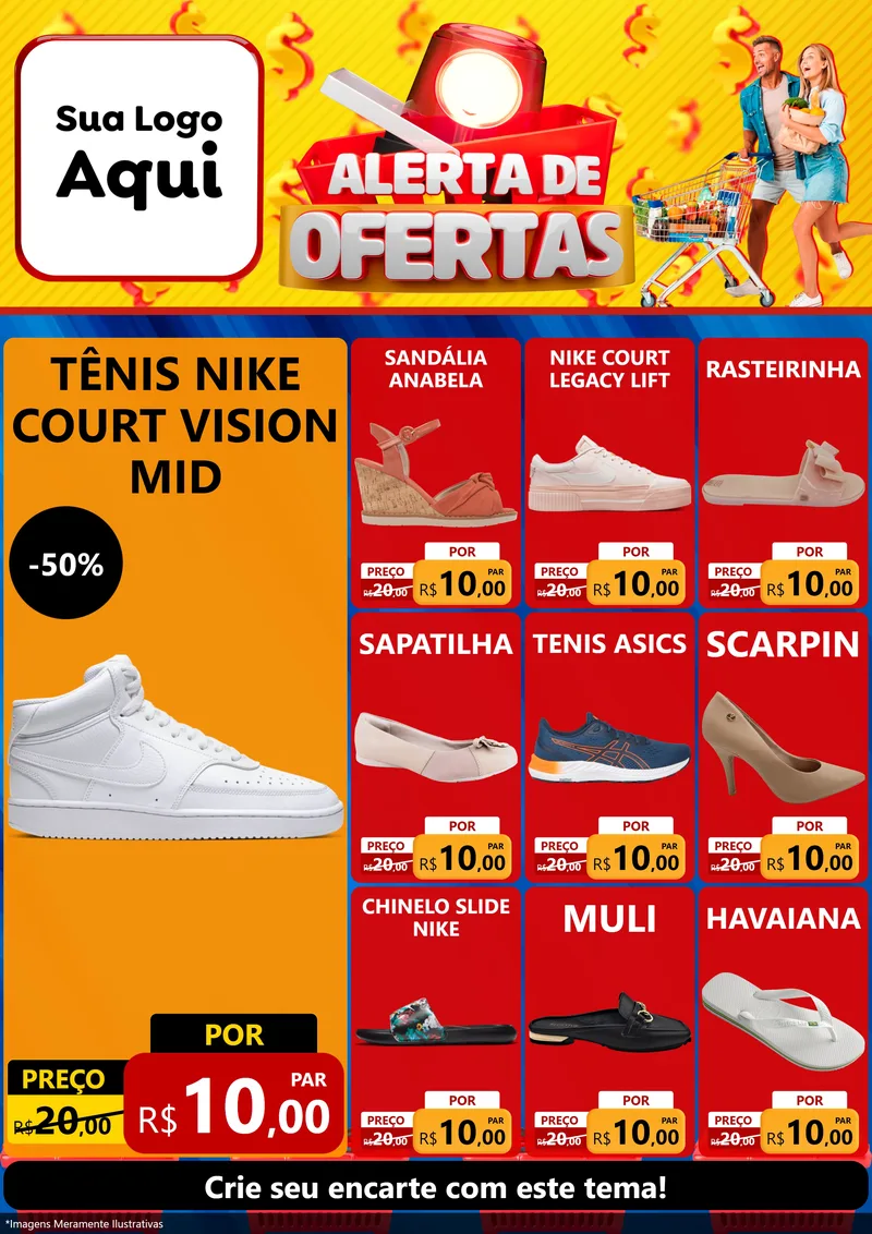 Modelo de Encarte para Encarte A4 Vertical com o tema Alerta de Ofertas para Calçados
