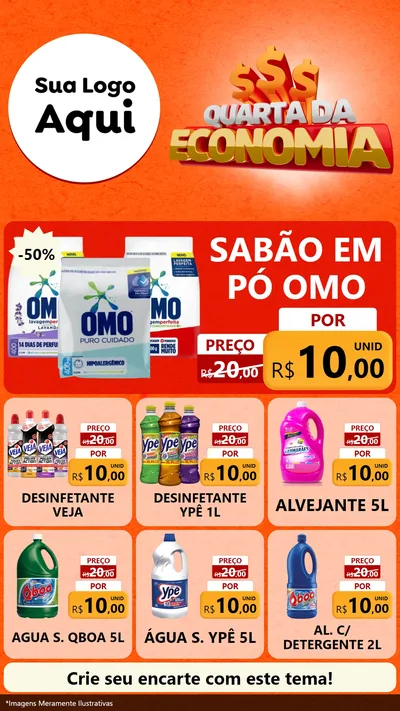 Modelo de Rede Social para Stories com o tema Quarta da Economia para Produtos de Limpeza