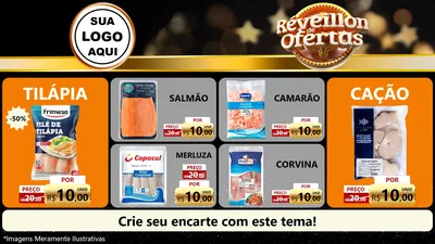 Modelo de TV para TV Horizontal com o tema Réveillon de Ofertas para Peixaria