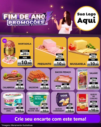 Modelo de Rede Social para Feed Instagram com o tema Fim de Ano Promoções para Frios e Laticínios