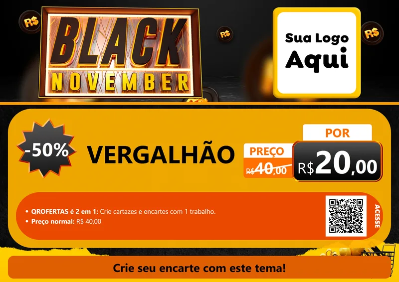 Modelo de Cartaz para Cartaz A4 Horizontal com o tema Black November para Ferragens