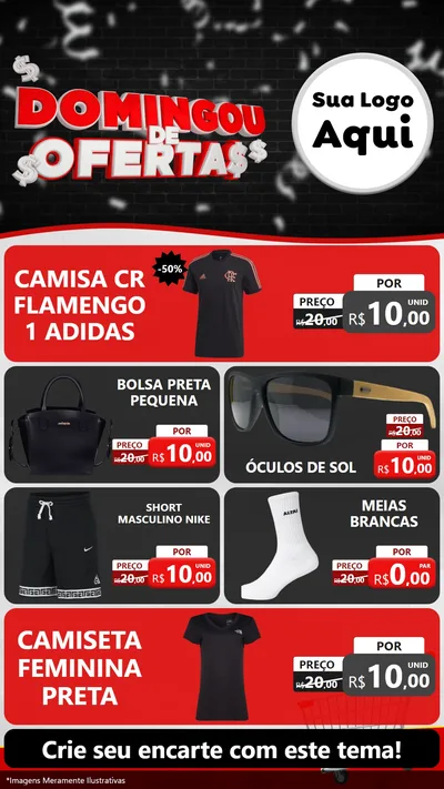 Modelo de TV para TV Vertical com o tema Domingou de Ofertas para Roupas e acessórios
