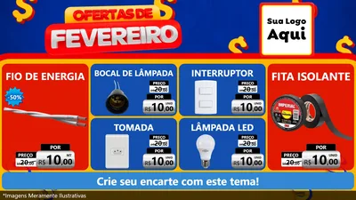 Modelo de TV para TV Horizontal com o tema Ofertas de Fevereiro para Materiais Elétricos
