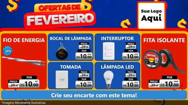 Modelo de TV para TV Horizontal com o tema Ofertas de Fevereiro para Materiais Elétricos