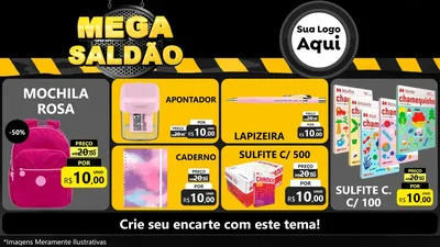 Modelo de TV para TV Horizontal com o tema Mega Saldão para Papelaria